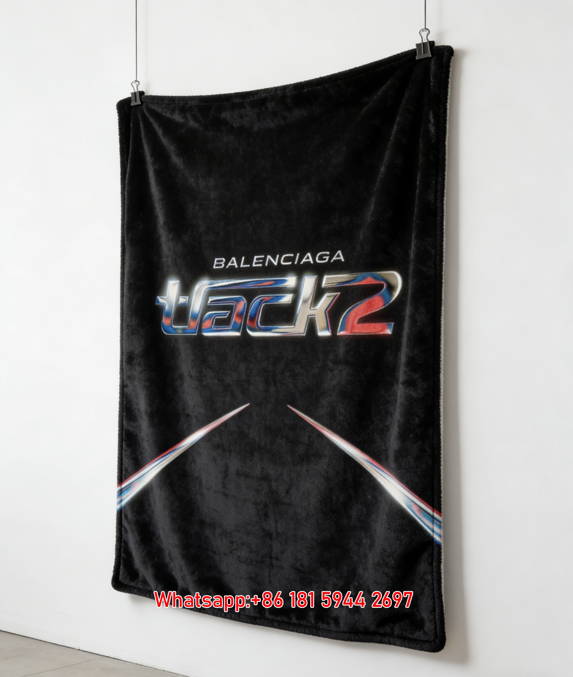 Balenciaga Track2 Chrome Flannel Sofa Throw Blanket for Wall Hanging BA084